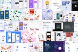 Large collection of posts from Instagram including UI designs, tutorials and advices in form of carousels