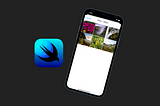 SwiftUI logo with an iPhone opening the photo library
