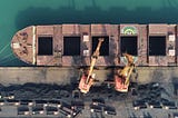 Coal on a cargo ship at a port in Jiangsu Province, China
