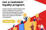 Image of a person holding a loyalty card with the title “Building Customer Loyalty: The Ultimate Guide to Creating a Successful Program”. The background is a vibrant yellow color with the text “Keep your customers coming back for more with these loyalty program tips!” written in bold letters. The image features four icons that represent the different sections of the guide, including a magnifying glass, a gift, a handshake, and a bar graph.