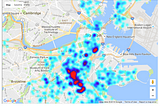 Where to get stuck in Boston: Needle Heatmap
