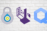 Banner displaying the Whonix logo (combination dial lock), Tails logo (USB interface), and Qubes logo (large blue Q).