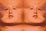 Photo-illustration where a portrait of Mark Zuckerberg has been manipulated by stretching skin, to imply close-up pornographic images, where human flesh covers the entire image frame.