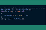 C# Tip: Avoid String Concatenation with ‘+’ in a Loop