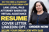 I will craft a resume for MBA, PhD, law, legal, DC, attorney barrister, virtual assistant