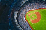 Arial shot of full baseball field stadium