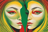 A picture showing red and green pigments blending together to form a yellow color could be a perfect metaphor for the way people reveal different traits to different individuals.
