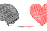 An illustration of a brain linked with a heart via a string.