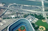 Color aerial photo of Yankee Stadium. It’s A Fun Stroll When You’re A Teenager. Walking To Yankee Stadium Was A Breeze