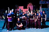 a group about to play commercial outdoor laser tag