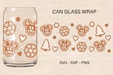 Gingerbread Mouse Glass Wrap Svg, Christmas Glass Wrap, Gingerbread Ears Svg, 16oz Libbey, Can Glass Svg, Files For Cricut, Libbey Template