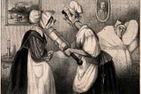 Two maids confer on whether to refresh a sick man. License available at: https://commons.wikimedia.org/wiki/File:Two_maids_confer_on_whether_to_%27refresh%27_a_sick_man_Wellcome_V0011740.jpg