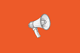 line drawing of a megaphone with an orange background