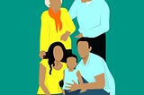 African American family, grandparents, parents and child
