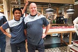 Journalist Mahmudul Islam with his Finnish boss Jukka Tapio Blom in Vallila restaurant