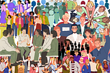 An image full of dozens of drawings of people in different drawing styles all overlapping each other. This is to represent the many different ways personas are created.