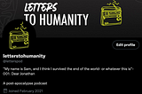 Letters to Humanity: Keeping it social