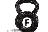 A weight with F on it for feedback