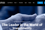 main page claiming the broker is a leader in the world of investments