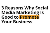 3 Reasons Why Social Media Marketing Is Good to Promote Your Business