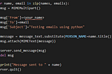 Writing code to send emails