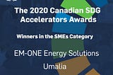 EM-ONE is announced as one of the winners of the 2020 Canadian SDG Accelerator Awards