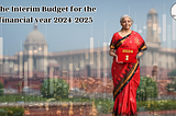 Finance Minister Nirmala Sitharaman presenting Interim Budget 2024–2025, featuring a financial graph overlay on an image of New Delhi’s skyline, representing India’s economic forecast, as titled in ‘India’s Interim Budget 2024: Vision by Nirmala Sitharaman’ on www.sdblognation.in.