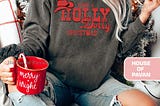 Holly Dolly Christmas, Holly Christmas Crewneck, Vintage Winter Retro Sweatshirt, Retro Winter, Comfort Colors, Garment Dyed, Winter Graphic