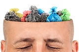 illustration of a man with plastic garbage in his head