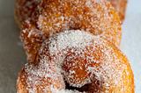 three doughnuts, sugared