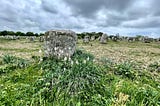 A picture of stone rocks in a field of grass.