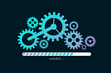 Illustration of gears and the word “update…”