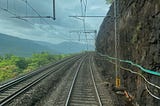 railway track from Pune to Mumbai — shot from vistadome coach of Deccan Queen