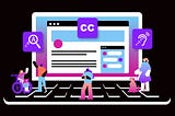 illustration of users stroll on an open laptop