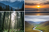 Collage of 4 beautiful landscape pictures