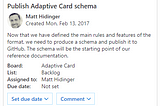 User profile — adaptive card