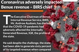 *Coronavirus adversely impacted Benue revenue – BIRS chief*