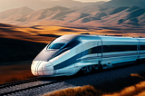 A high speed train zooming across the countryside