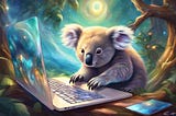 AI Image generated in KoalaWriter. Style: Fantasy. Prompt: /dream fantasy 3:2 koala typing on a laptop computer
