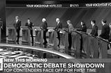 A screenshot of the third Democratic Primary Debate on ABC.