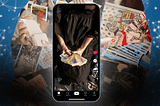 Background: blue with white constellations. Center background: A wheel of tarot images. Foreground: a cell phone showing a video inside of TikTok of a woman from the neck down wearing all black, holding a deck of tarot cards to the camera. Title: Is It Too Late to Start Posting Tarot Content Online? by Gem Blackthorn