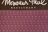 An image of the menu of at Monsieur Paul, a restaurant by Paul Bocuse