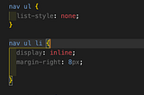snippet of navbar in css