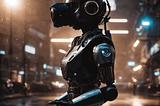 AI generated prompt engineer robot in the future.