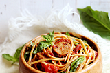 Sundried Tomato Basil Pasta with Vegan Sausage