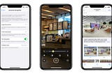 Screenshots of iOS 14. VoiceOver Recognition settings, the new Magnifier and adding Captions on Photos.