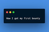 How I got my first bounty