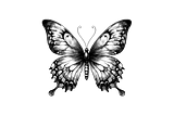 A grayscale, minimalist sketch of a butterfly.