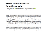 Screenshot of the first page (title and abstract) of “Autoethnography” by Mara and Thompson (2022)