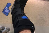 Achilles tendon rupture — cast boot